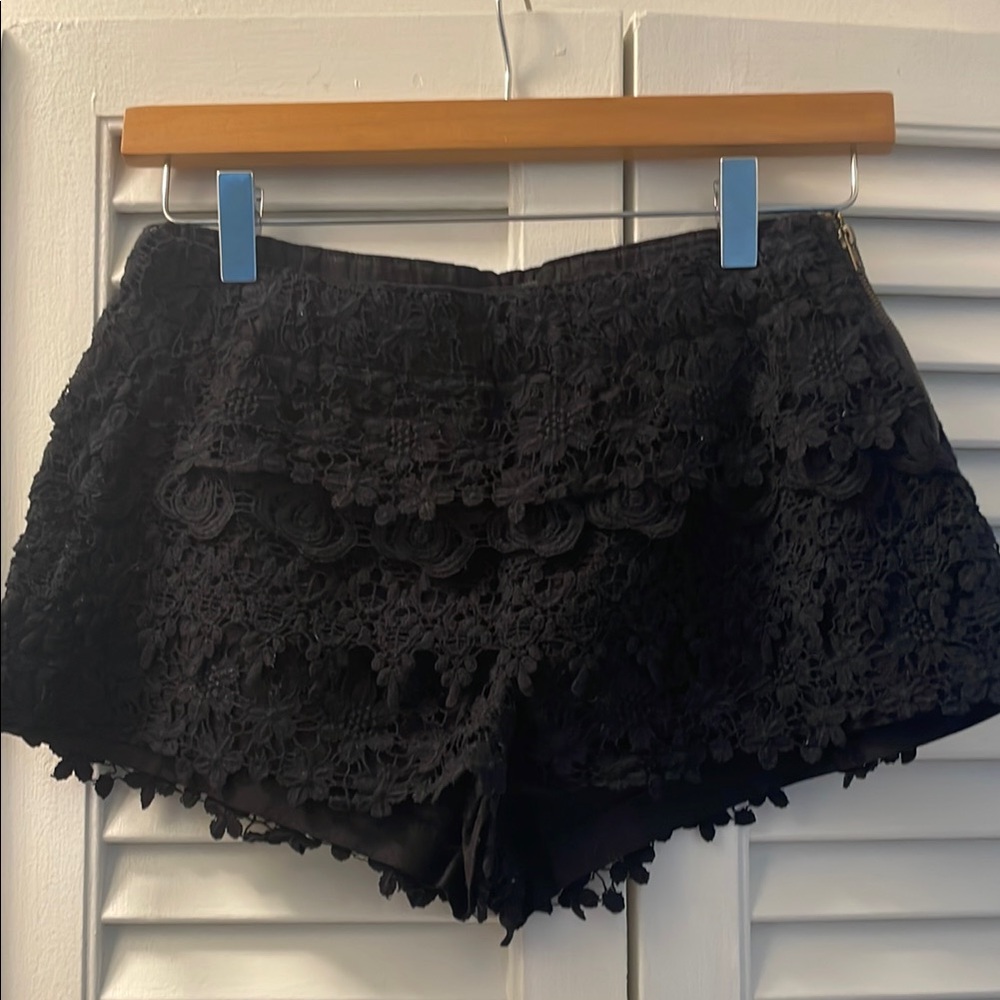 Zara Black Lace Embroidery Shorts